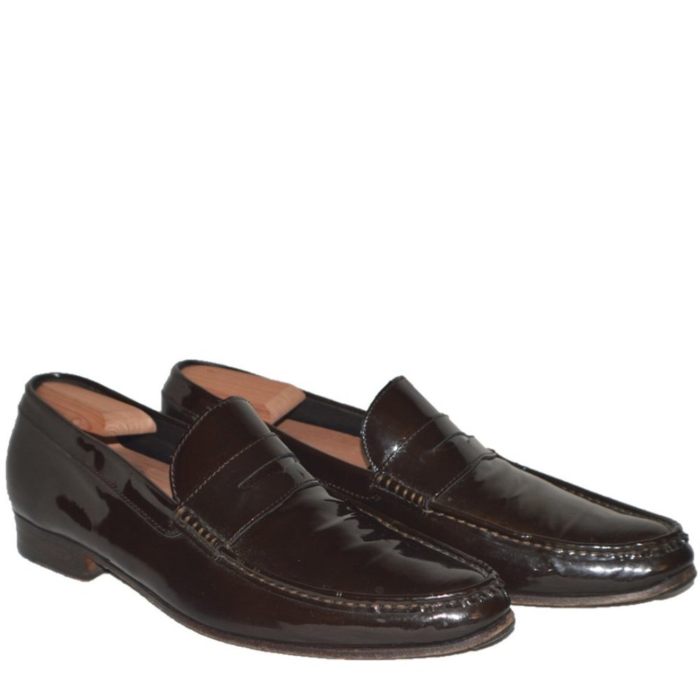 DsQuared2 Brown Patent Leather Loafers SZ US 10
